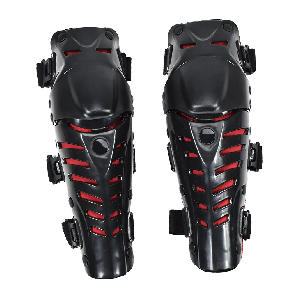 1 Pair of Knee Shin Guard Pads, Crashproof Adjustable Knee Cap Pads   for Motorcycle Cycling , Red