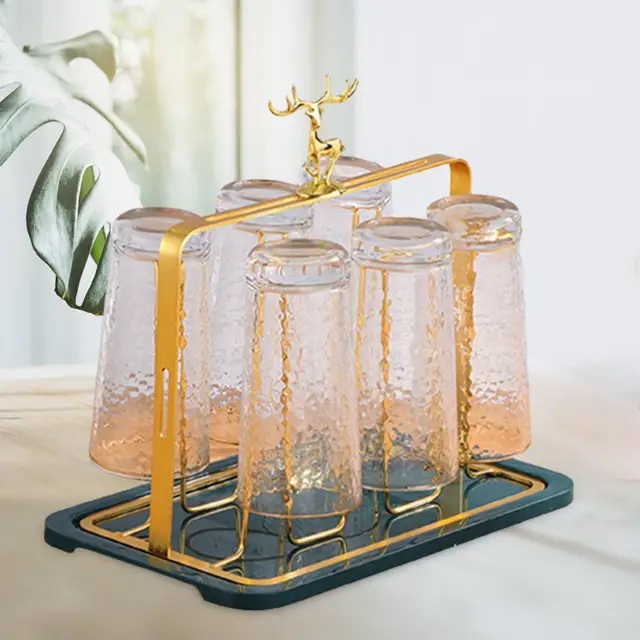 Glass Cup Drying Rack Saving Space 6 Cup Metal Drainer Holder Rack Tea Cups  - AliExpress