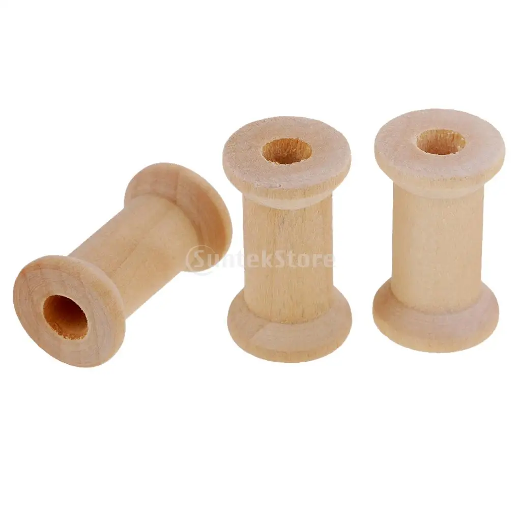 100Pcs Wooden Empty Thread Spools DIY Roller Natural Color Sewing Craft Set 100Pcs Wooden Empty Thread Spools DIY Roller Natural Color Sewing Craft Set