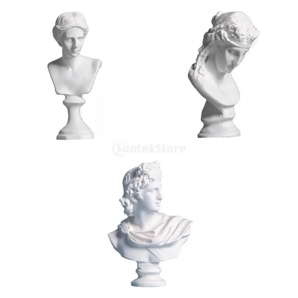 3pcs Creative Greek Figurines Bust Art Statues Sculpture Home Shelf Decor