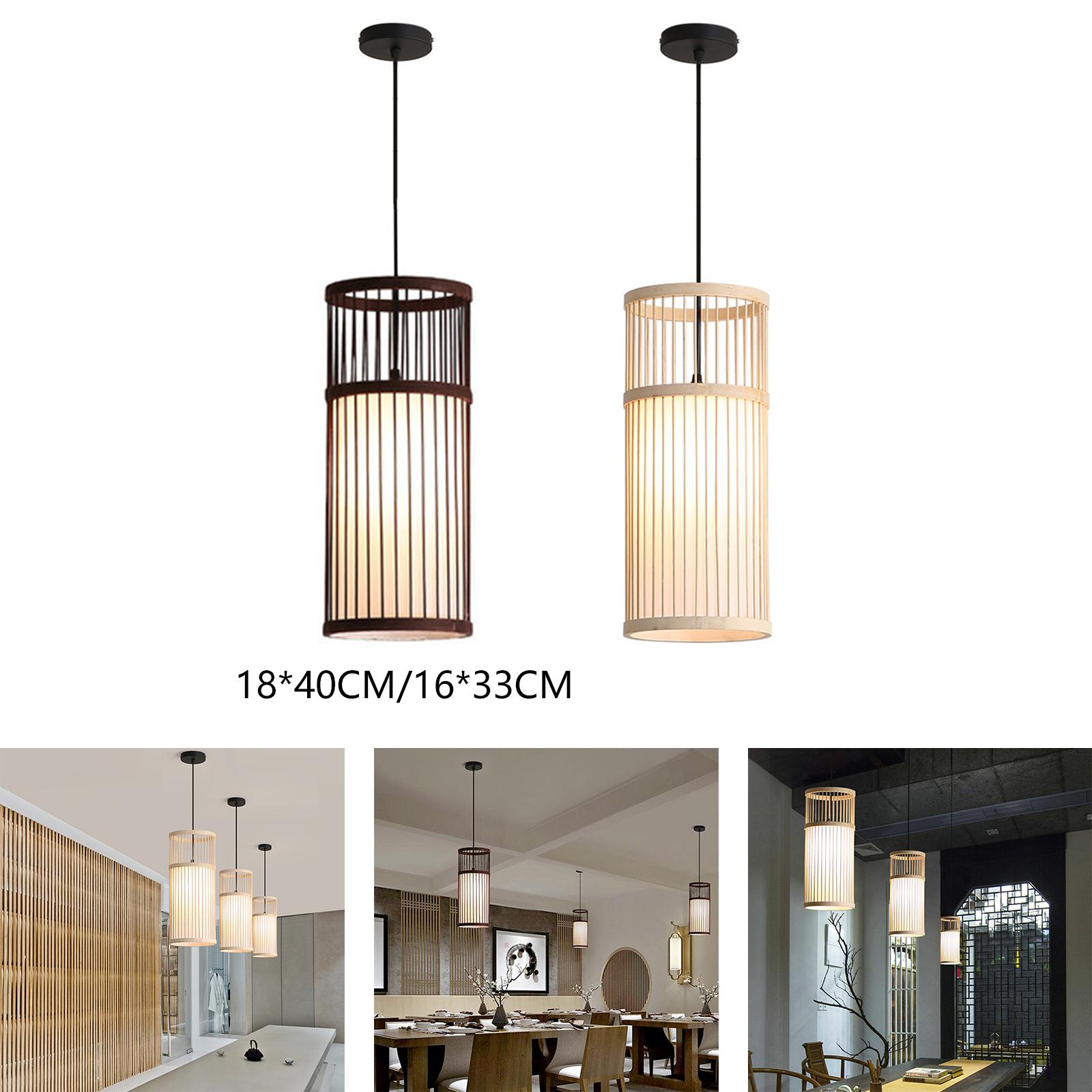 Bamboo Lamp Shade Pendant Light Lampshade Ceiling Light Fixture Cover Adjustable Bamboo Wicker for Bedroom Kitchen Island Indoor