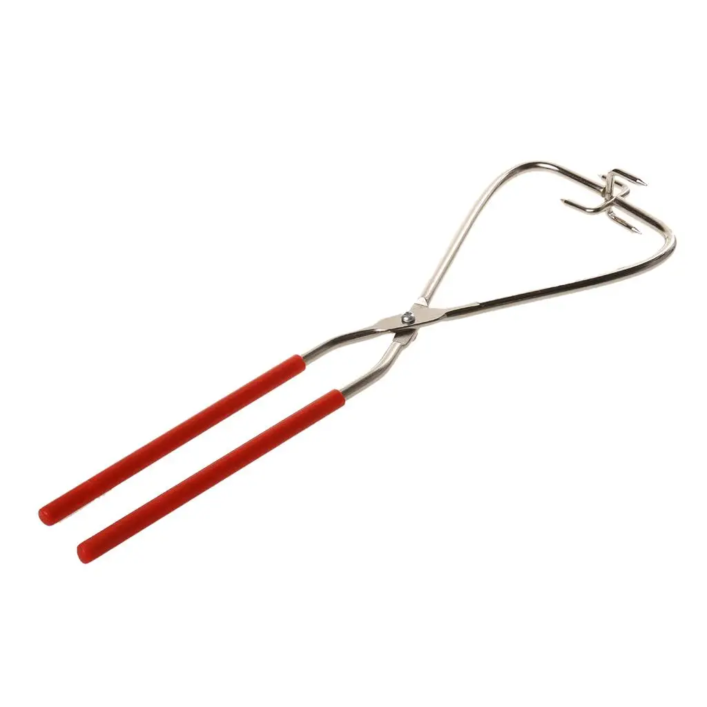 Stainless Steel Ceramic Tools Dripping Tongs Clay Tool with Red Rubber Cover