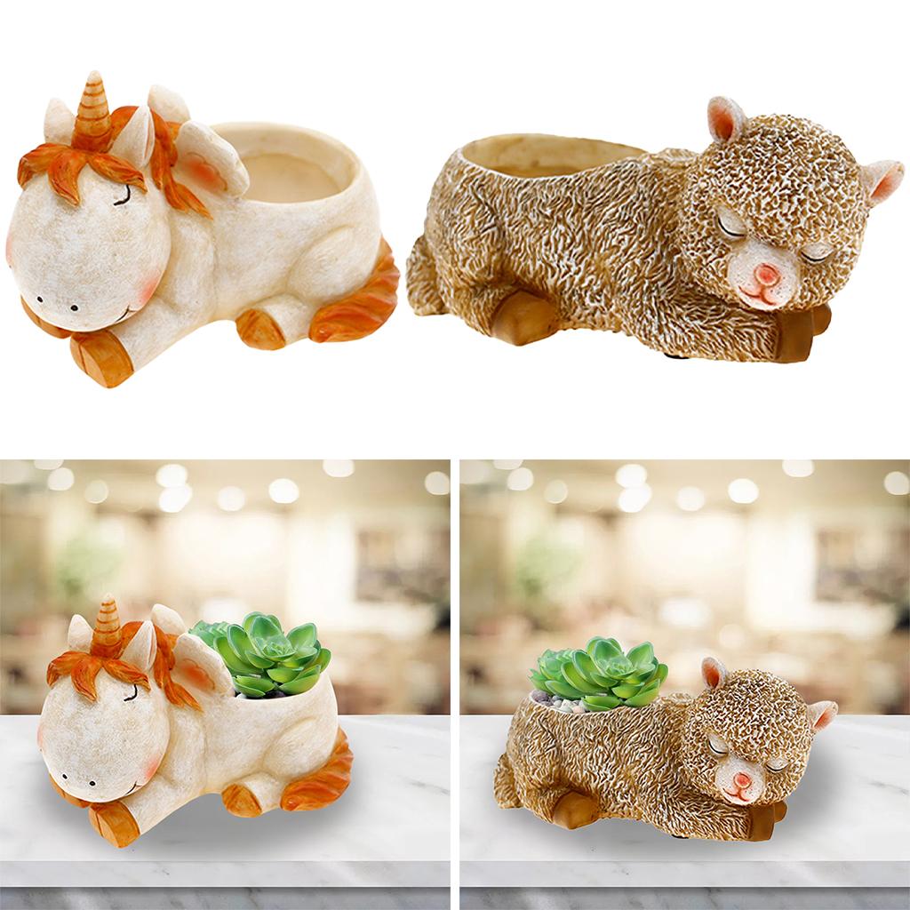 Unicorn Alpaca Animals Succulent Flower Pot Desktop Decoration Flower Pots Ornaments Creative Home Decor Office Desk Decoration