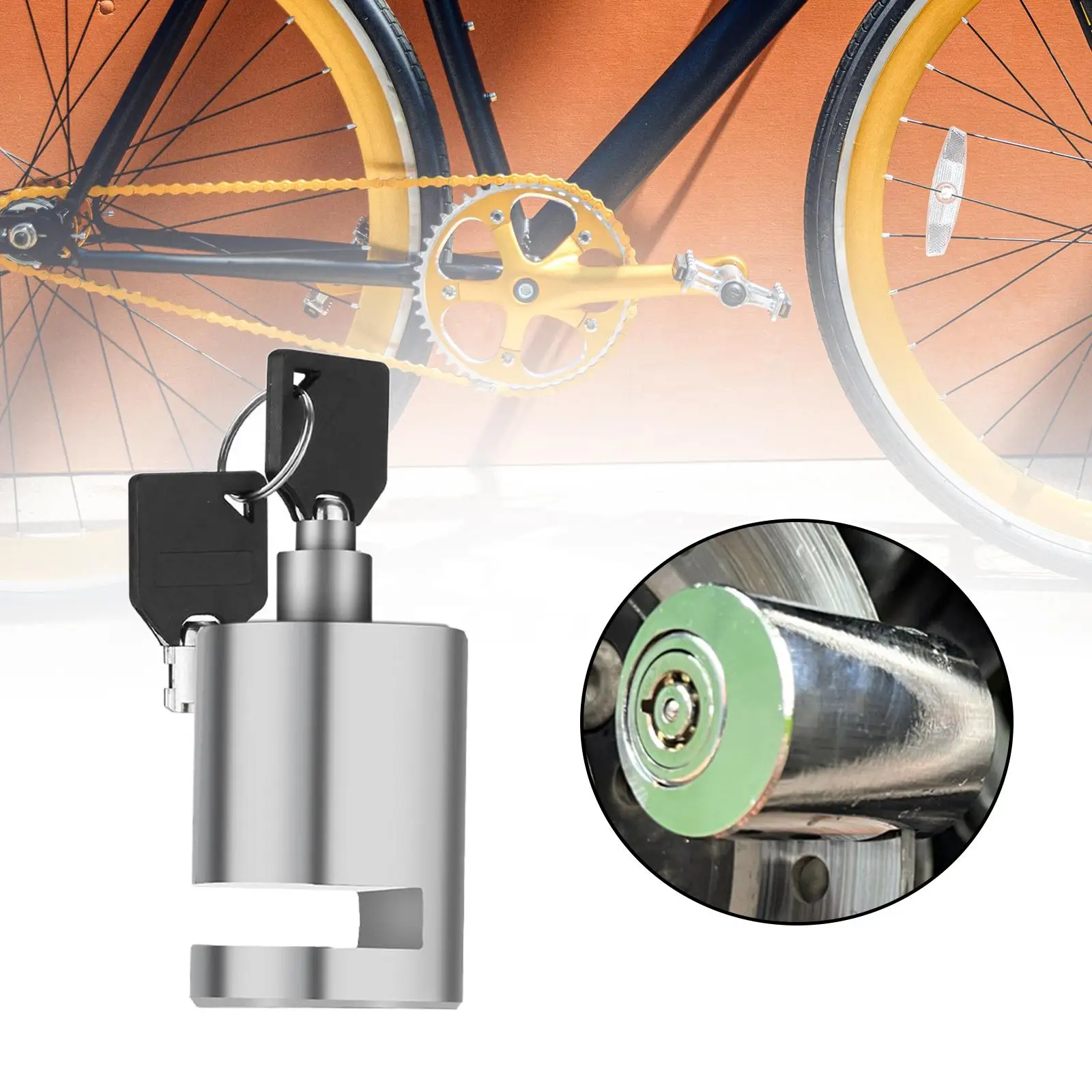 Bike Disc Brake Lock Safety Lock with Keys Electric Bike Security Lock Accessories Waterproof for Road Bike Cycling Motorcycle