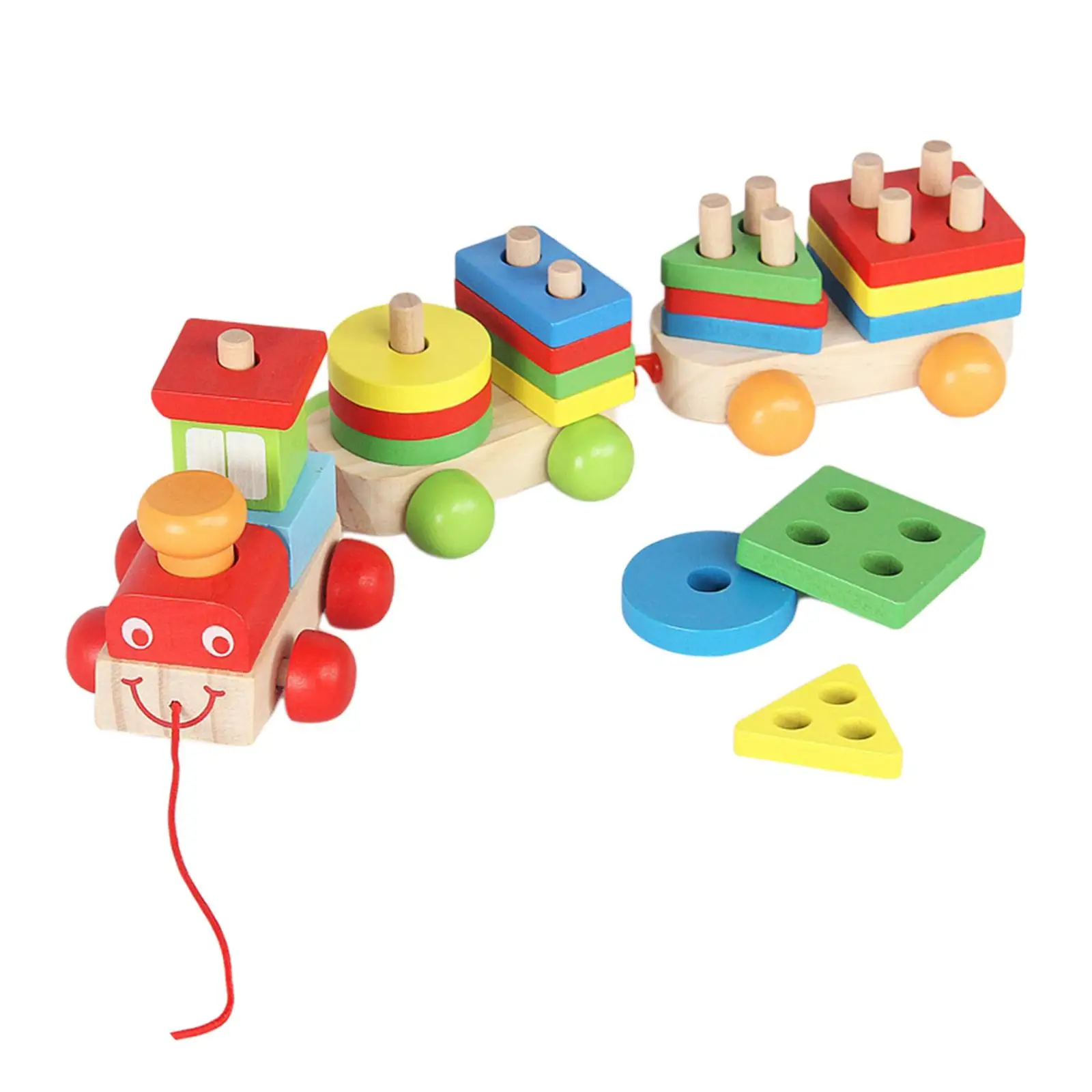 Creative Train Montessori Toys Intelligence Toy Shape Color Recognition Blocks for Boy Preschool Children Toddlers Holiday Gifts