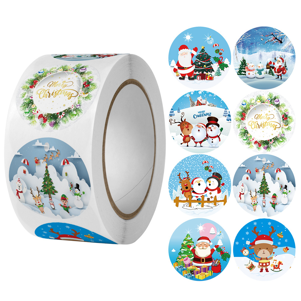 100–500 Stück 2023 Cartoon Frohe Weihnachten Aufkleber Urlaub Aufkleber Papier Dekor Hochzeit Party Umschlag Flasche Siegeletikett – Detail 9