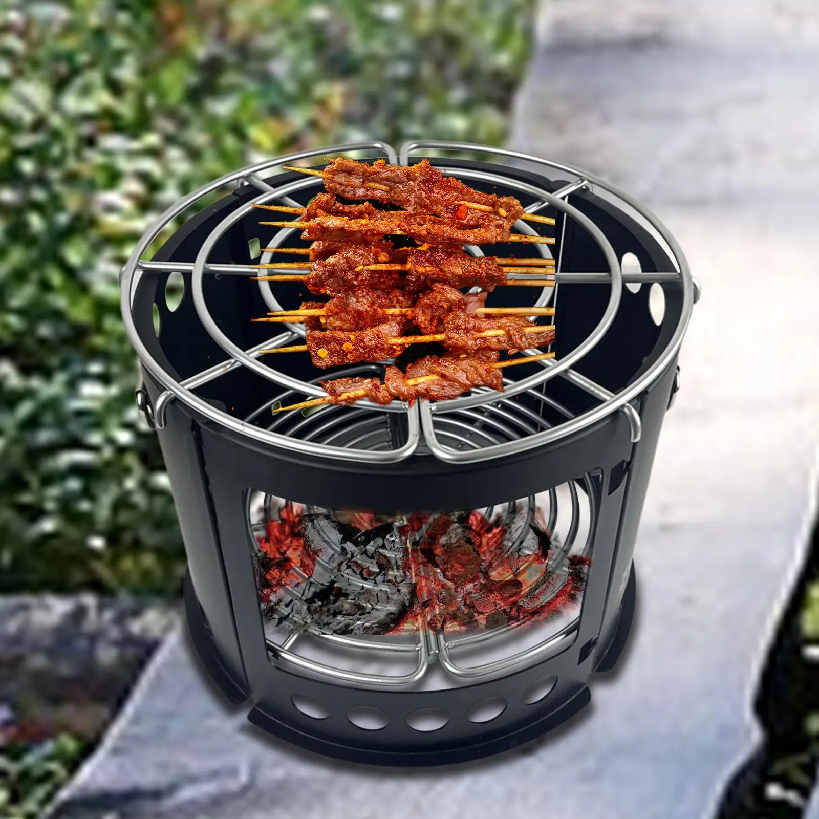 Camping Grill Stove Detachable Cooking Grill Wood Burning Stove for Hiking