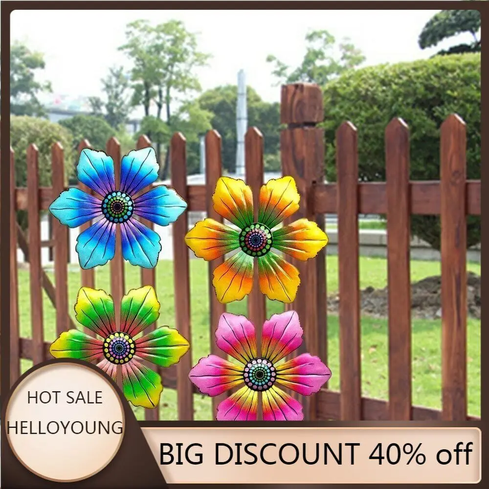 Title 1, HelloYoung Metal Flower Wall Art Sculpture Outd...