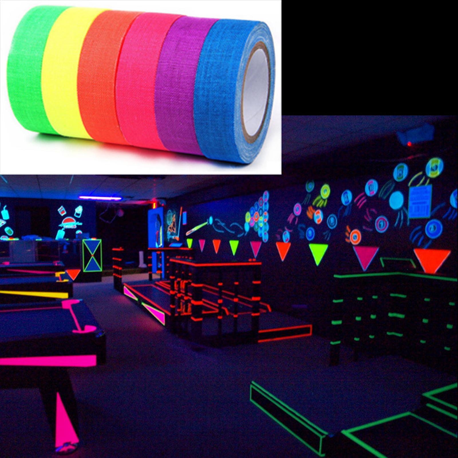 fluorescent Cloth Neon Gaffer Tape Room Decor Easy to Use 0.6inch x 16.4ft Per Color