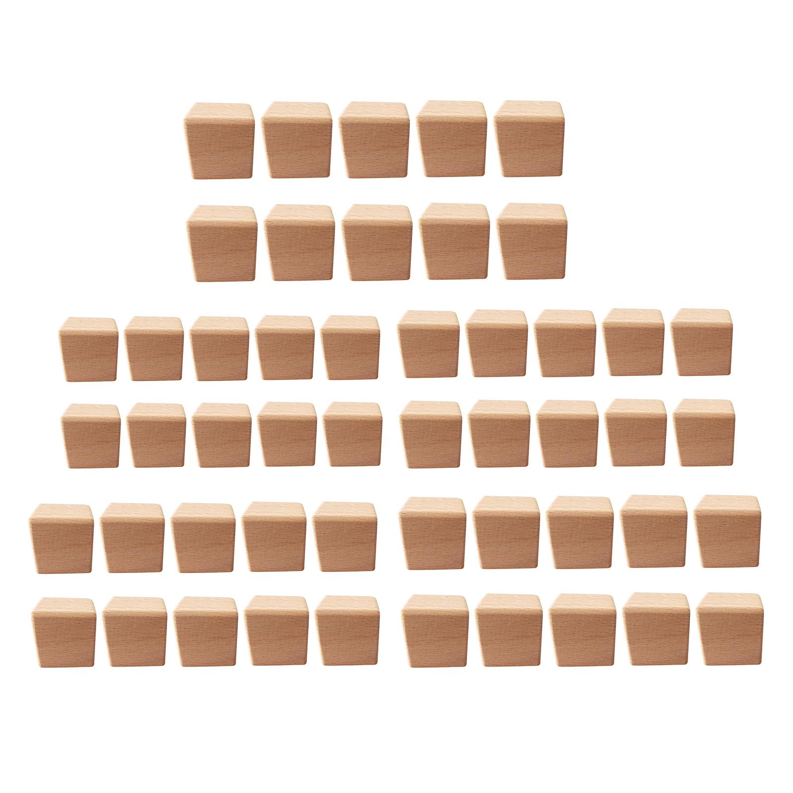 10Pcs DIY Unfinished Unpainted Wooden Square Blocks Cubes Embellishment for Crafts DIY Wood Hobby Modelling Making