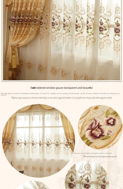 European Golden Royal Luxury Curtains for Bedroom Window Living Room: Price  drop