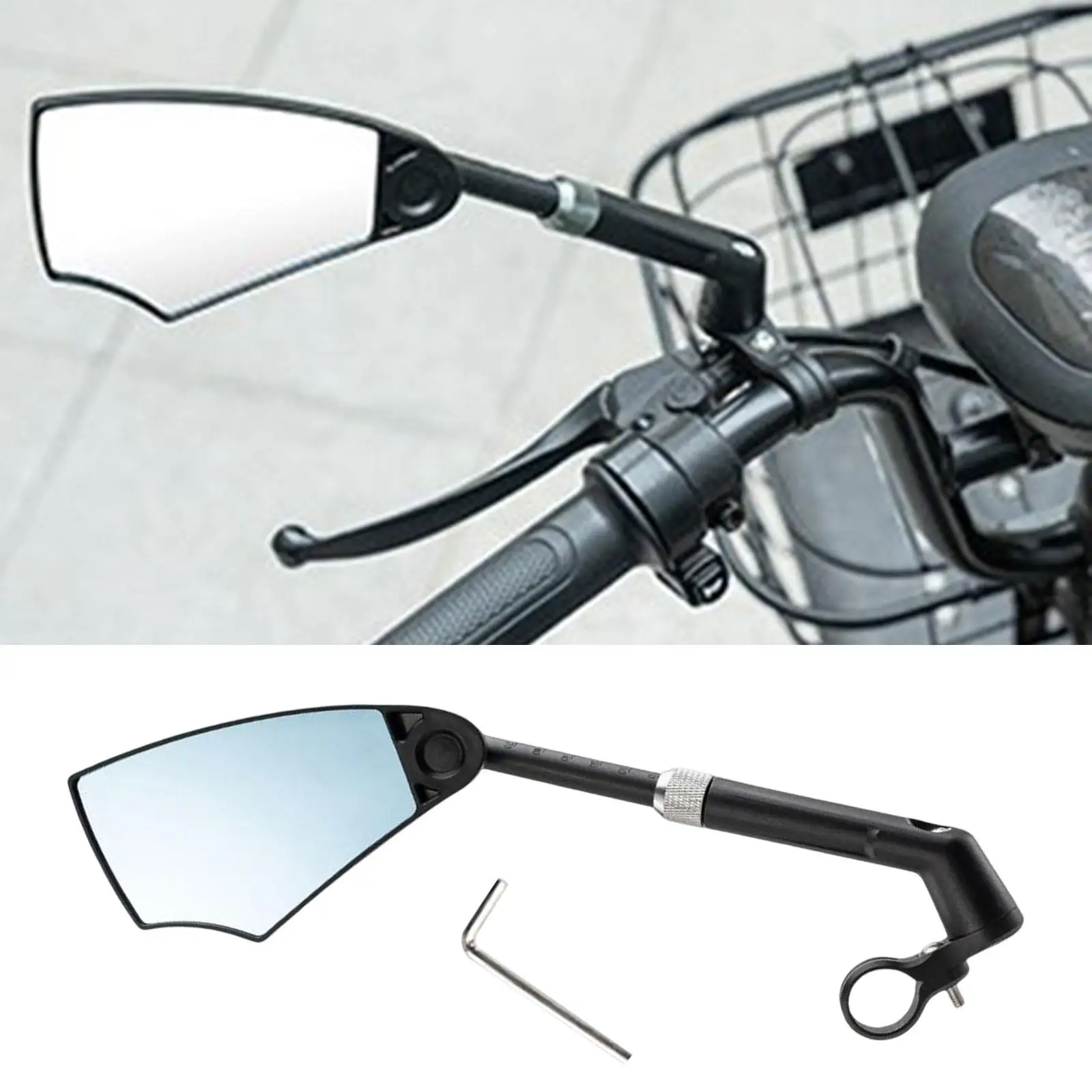 Bike Rear View Mirror Handlebar 20-23mm Extension Rotatable Wide Angle Bike Handlebar Mirror for Cycling Modification Adult