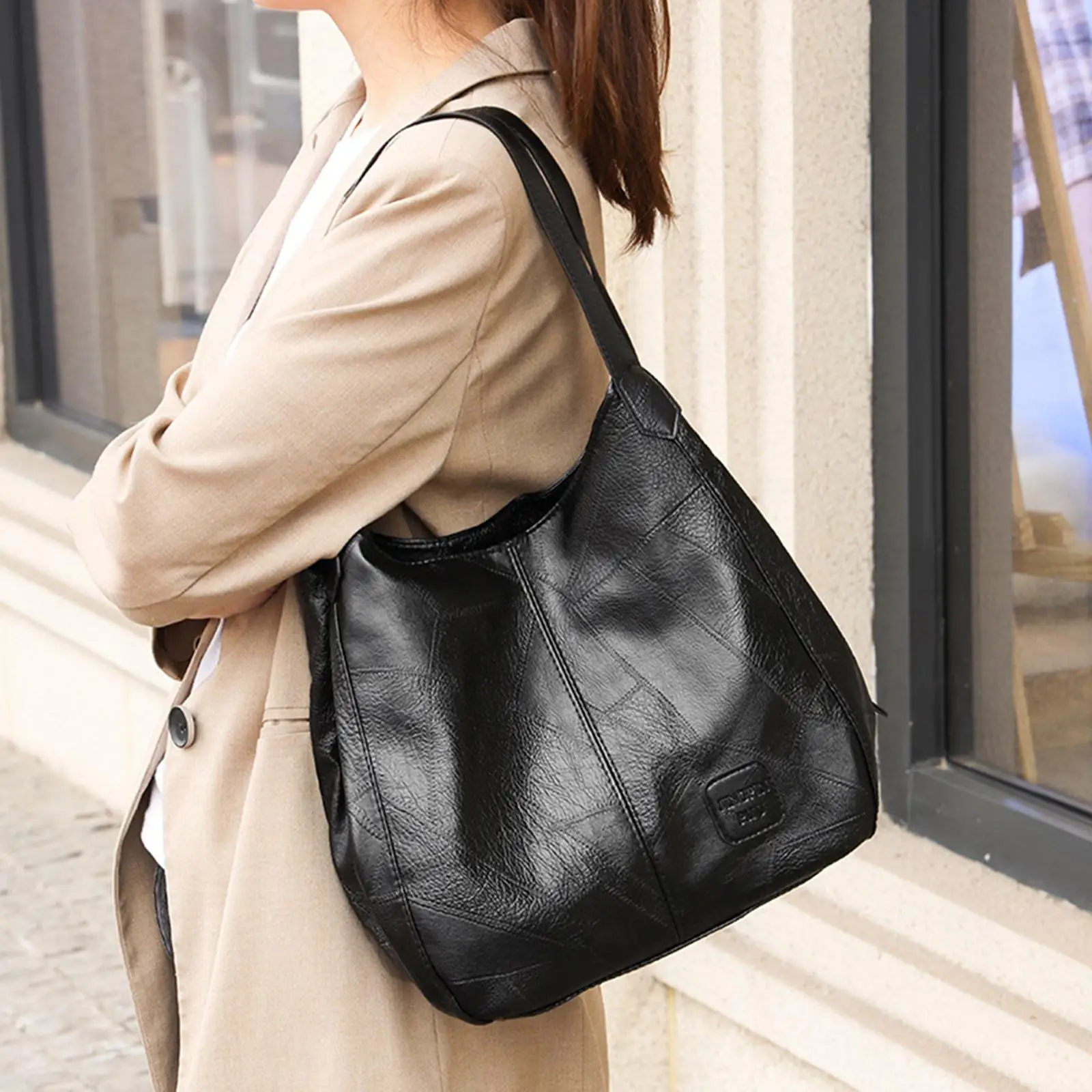 Stylish PU Leather Shoulder Bag Purse Tote Travel Umbrellas Lovely Hand Bag