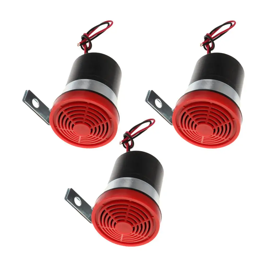 3x DC 12V 24V Auto Warning   Alarms  Warning Sound Beep Reverse  Slim Invisible Horn Car Accessories Red