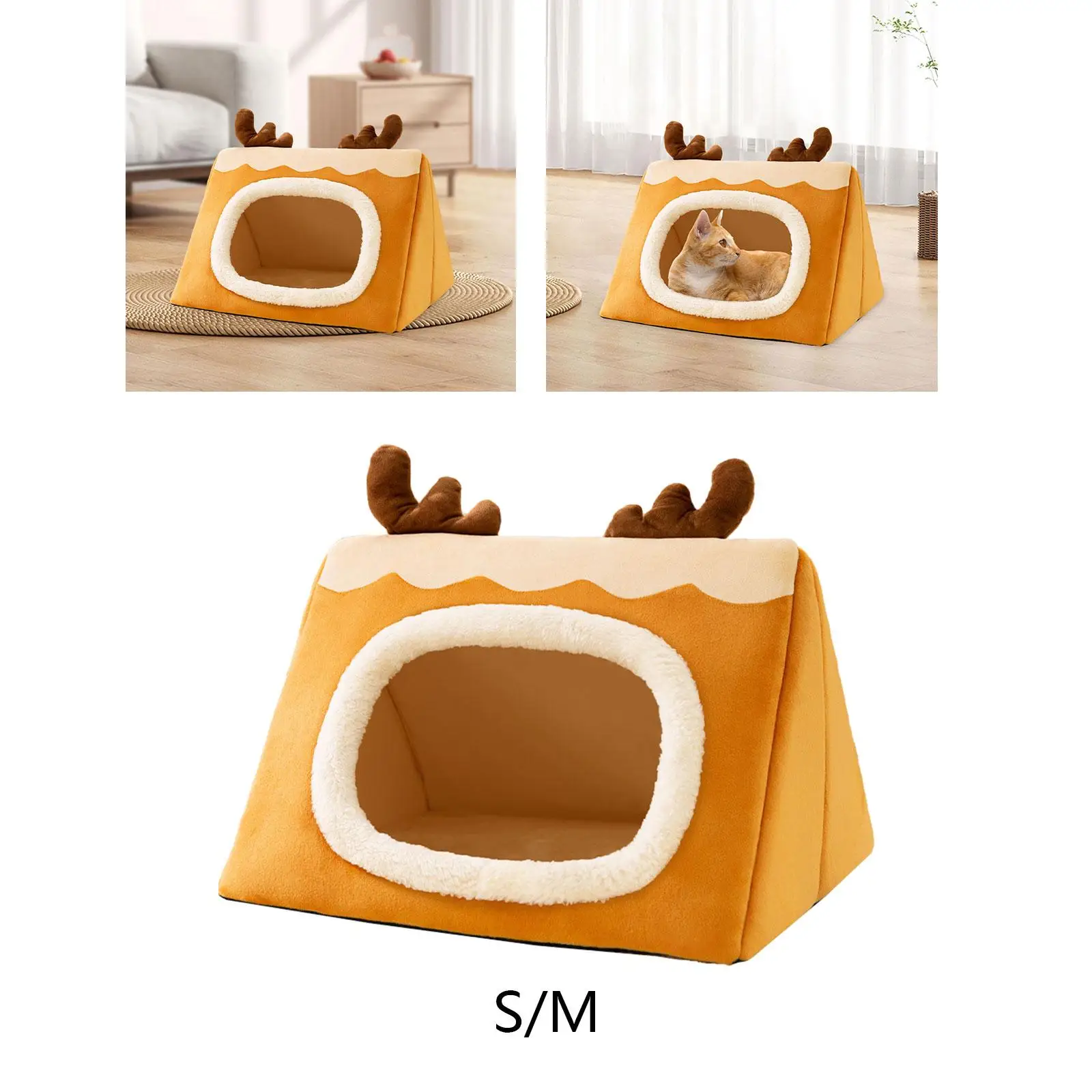 Pet Bed Washable Non Slip Semi Enclosed Warm Pet House Cute Pet Cat Nest Cat Bed for Kitty Pets Dogs Cat Small Animals Indoor