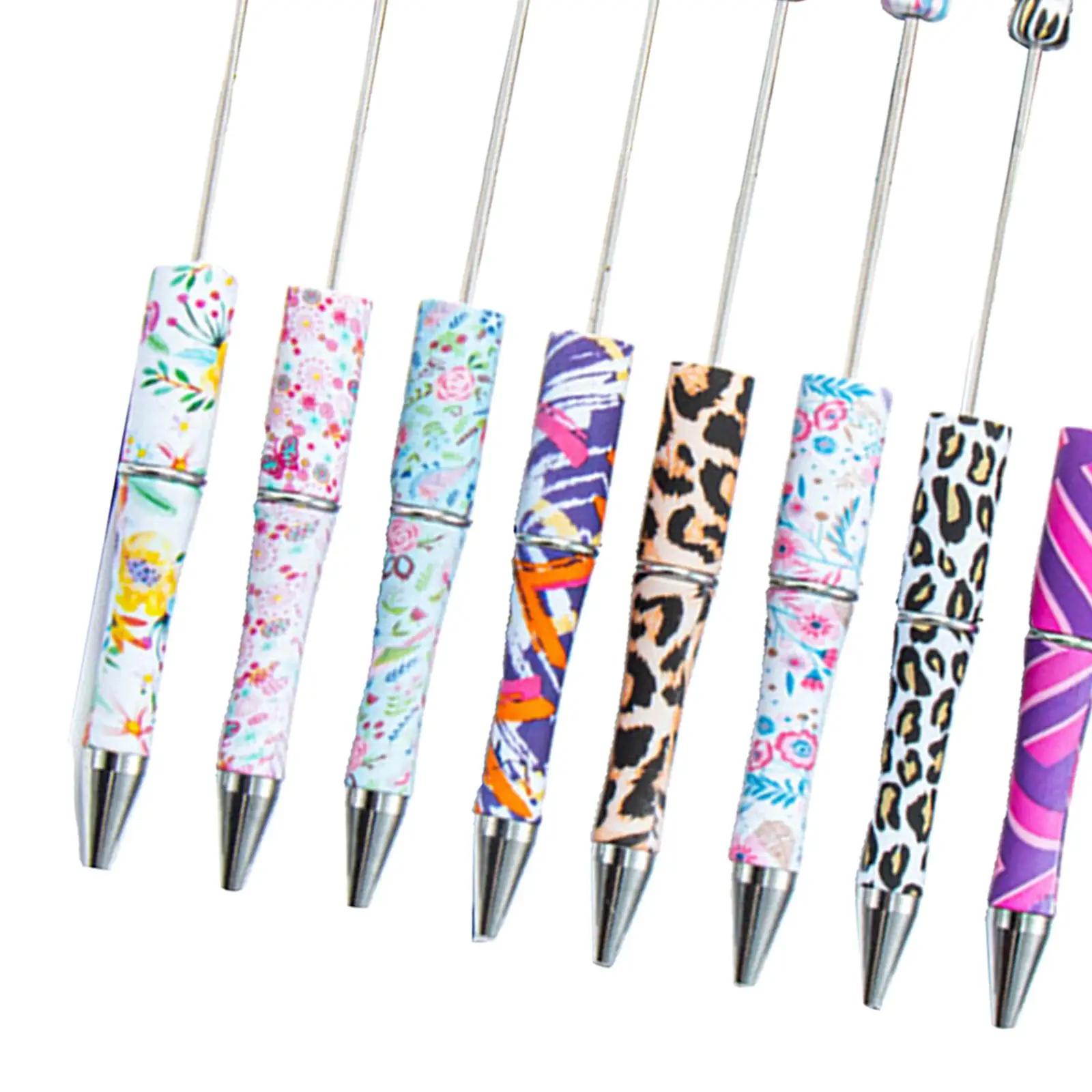 10Pcs Beaded Pen Multicolor Printable Ballpoint Pen Bead Pen Creative for Exam Spare Drawing DIY Making Classroom Students Gifts