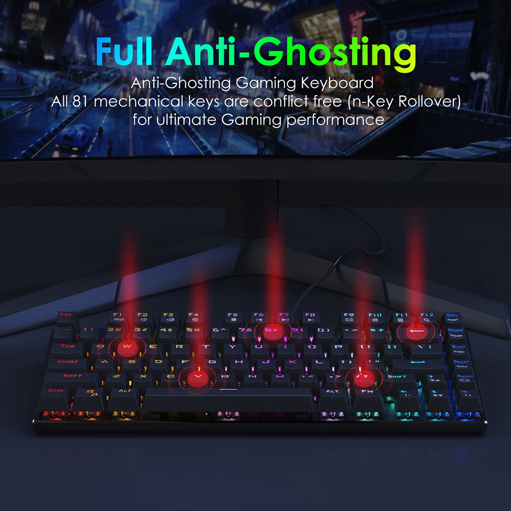 mini computer keyboard 81 Keys Mechanical Keyboard USB Wired LED RGB Backlit Axis Gaming Mechanical Keyboard OUTEMU Optical Switches For Desktop Laptop pc gaming keypad