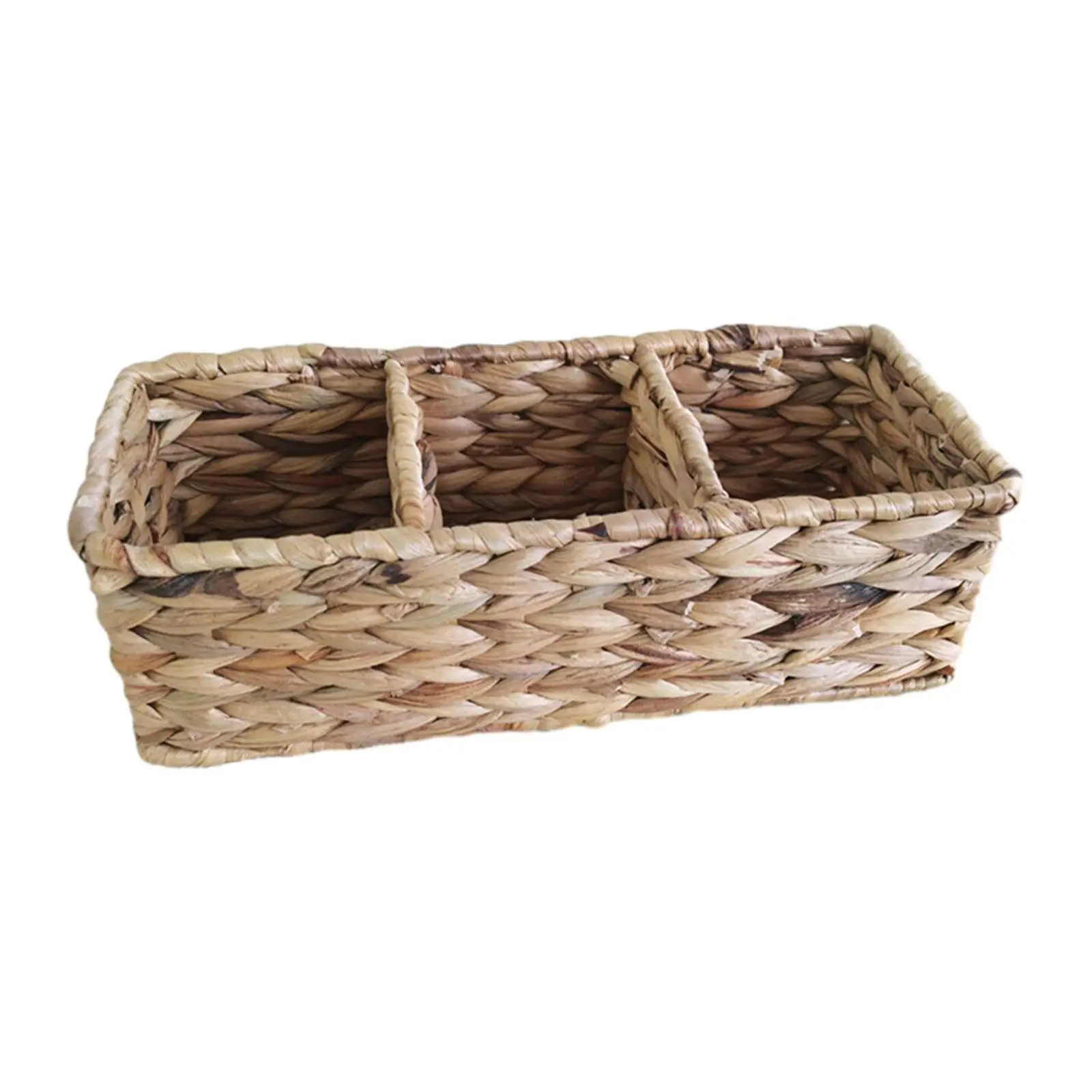 Woven Basket with Compartments Portable Countertop Desktop Lightweight Sundries Basket for Home Farmhouse Cafe Hotel Home Decor