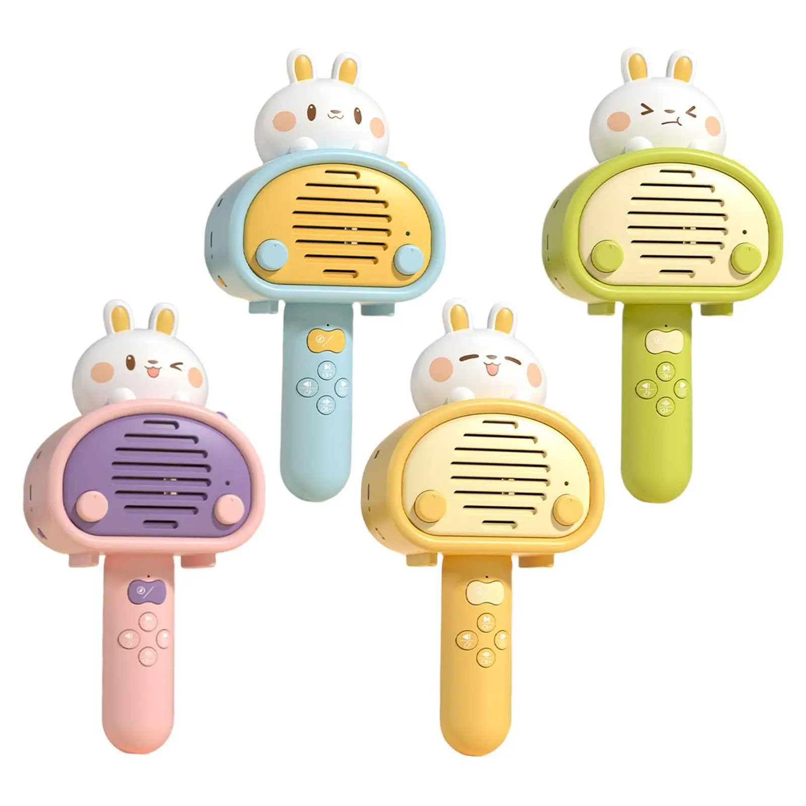 Kids Microphone Adjustable Volume Cute Rabbit Speaker Mic for Kids
