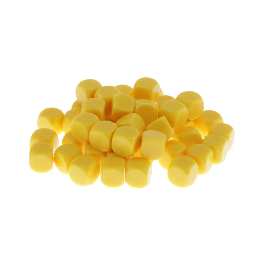 50x Round Edge Blank Dices D6 D&D RPG Playing Dice Yellow