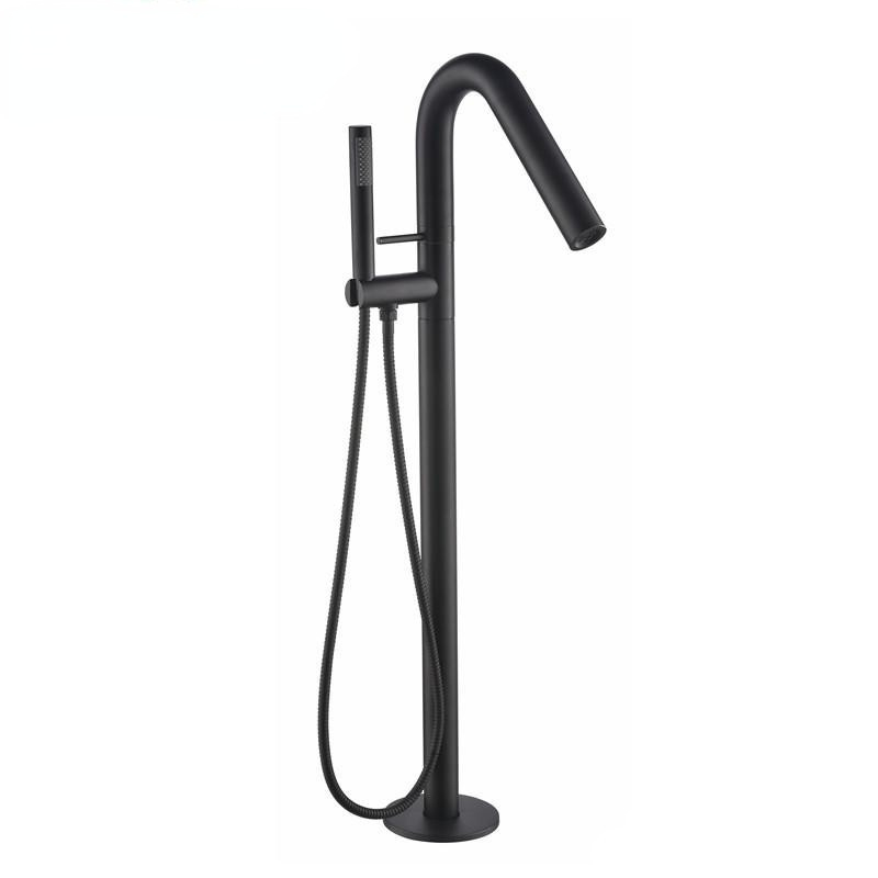 Description Picture 2 of itemMatte Black Free Standing Bathtub Faucet Floor Mounted Bath Tub Filler Tap Round Style