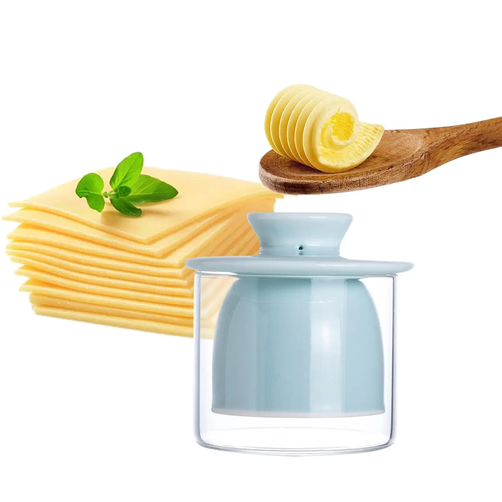 Ceramic Butter Crock Glass Butter Container Multifunctional for Kitchen