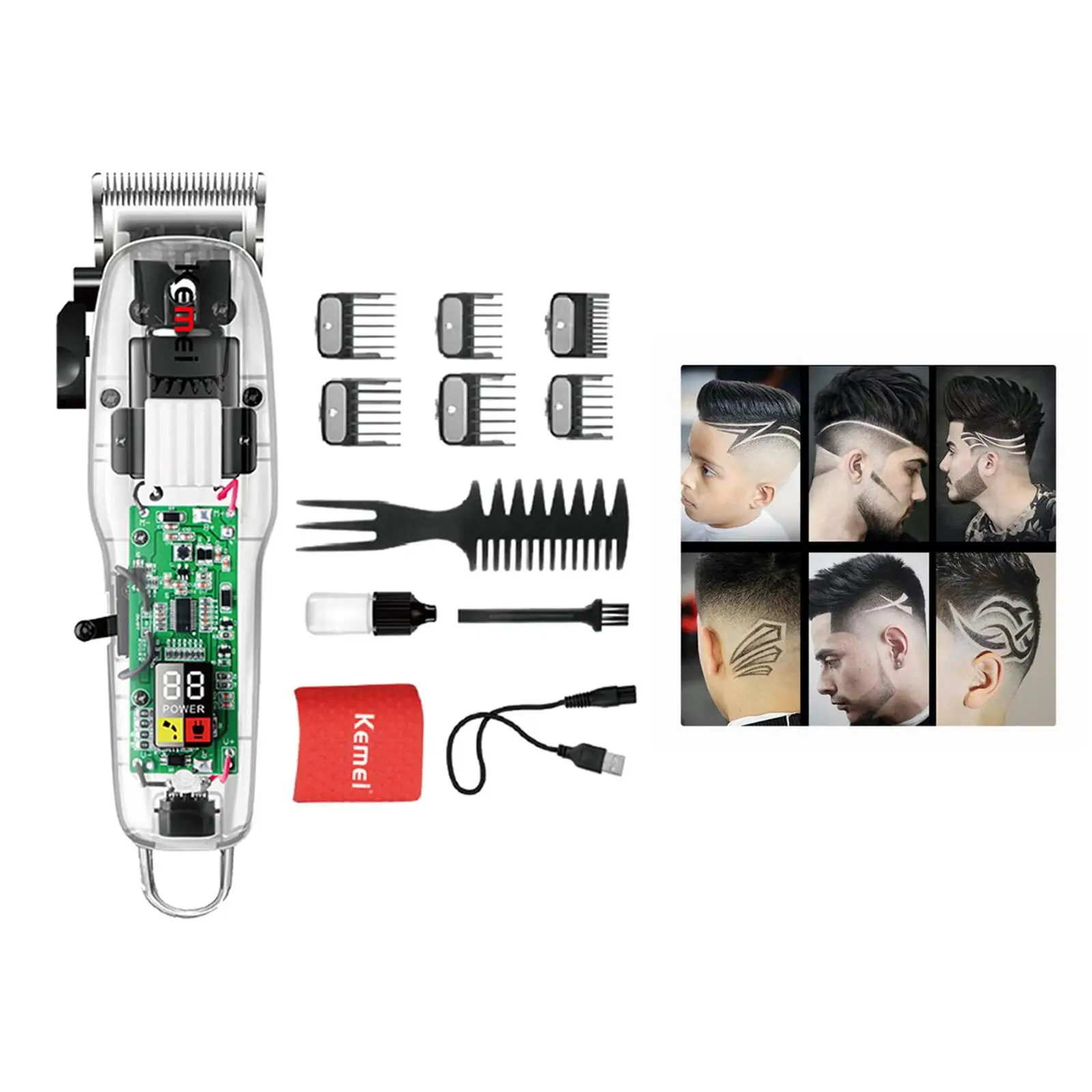 Rechargeable Hair Cutting Machine/ Transparent Cover/ Electric/ /
