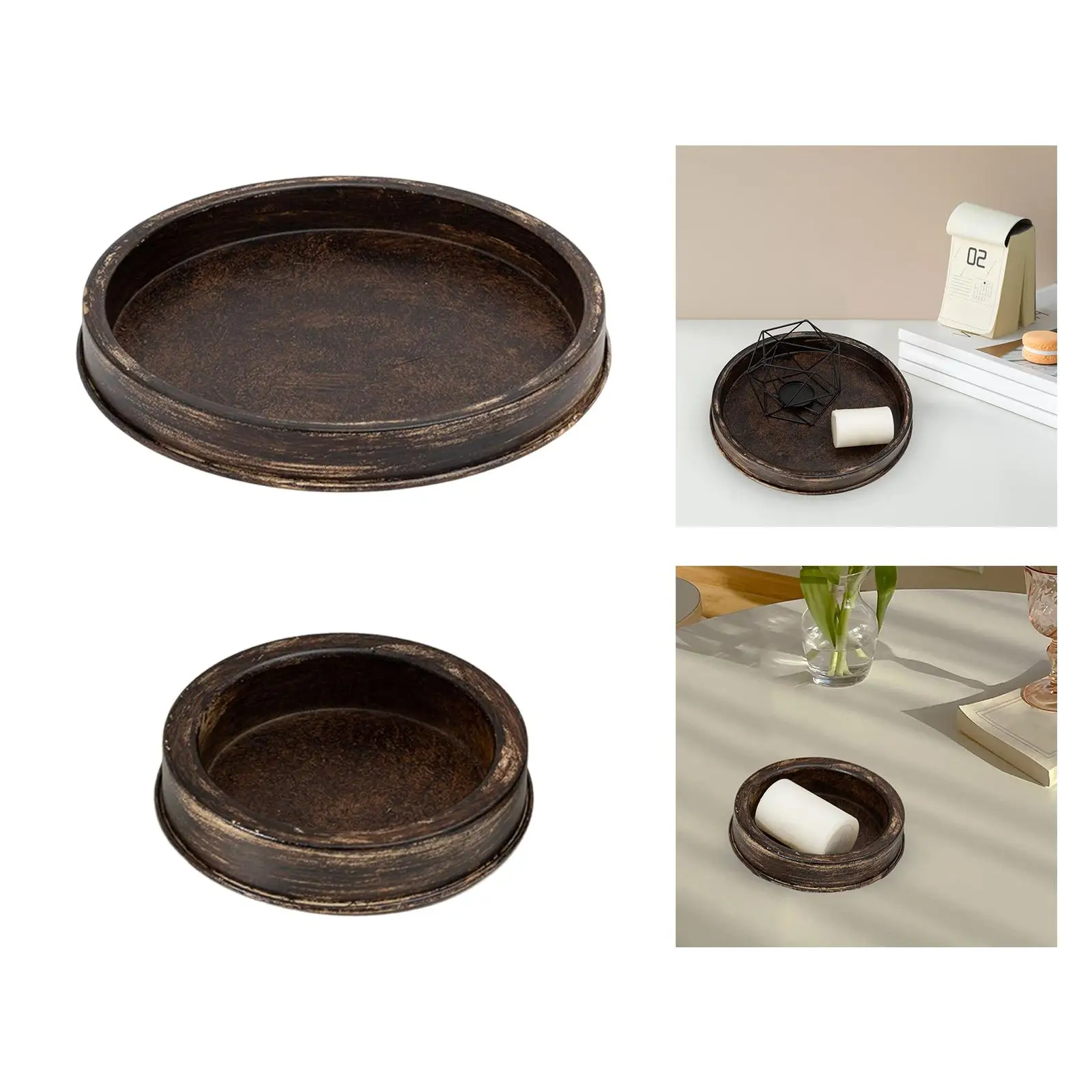 Vintage Style Candle Holder Tray Candle Stand Plate for Coffee Table Wedding