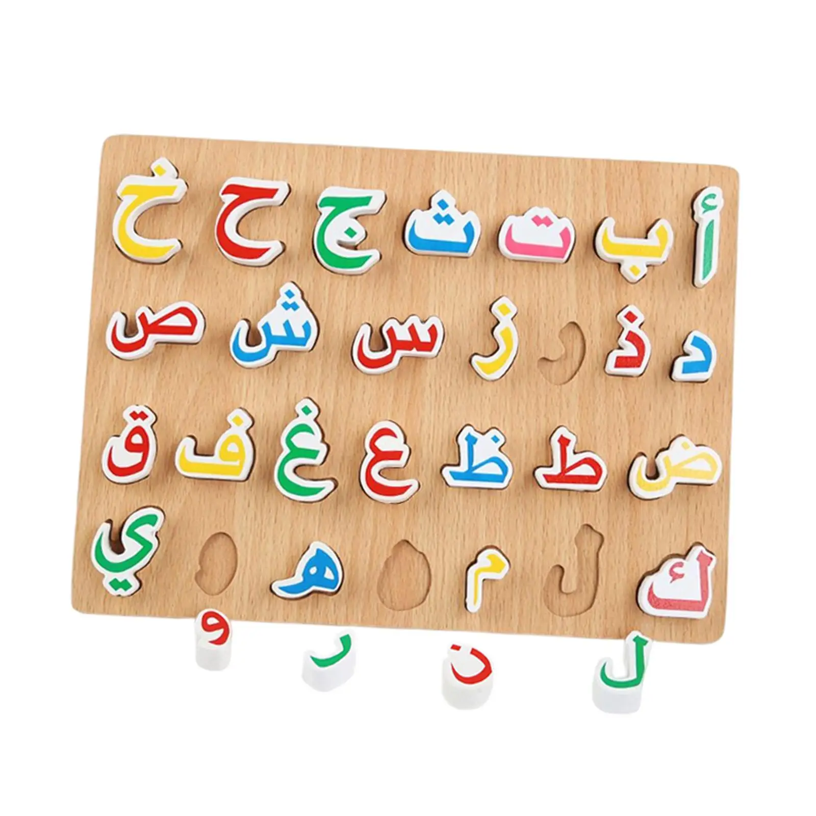 Wooden Toddlers Arabic Alphabet Puzzles Board for Children to Learn Arabic