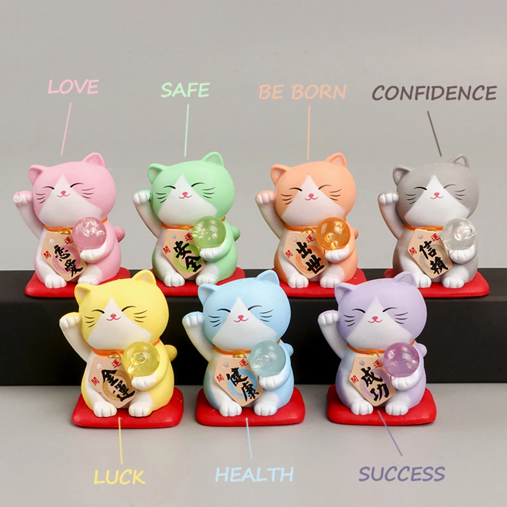 Set of Cat Figurine Decoration, Wealth Cats Home Display Car
