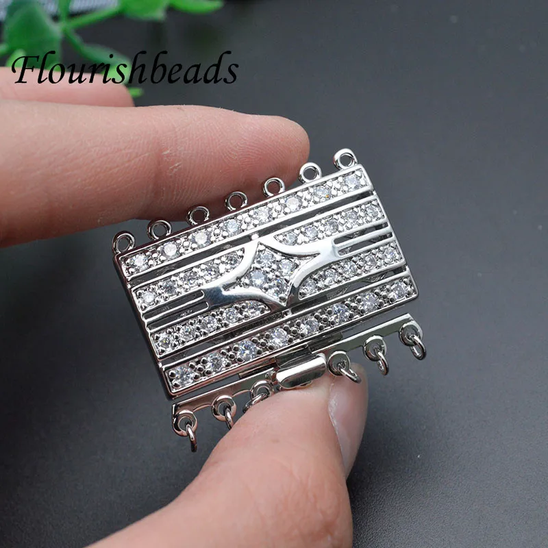 conjuntos retângulo de bronze caixa zircônia cúbica fechos pulseira colar conectores para diy alta qualidade jóias acessórios