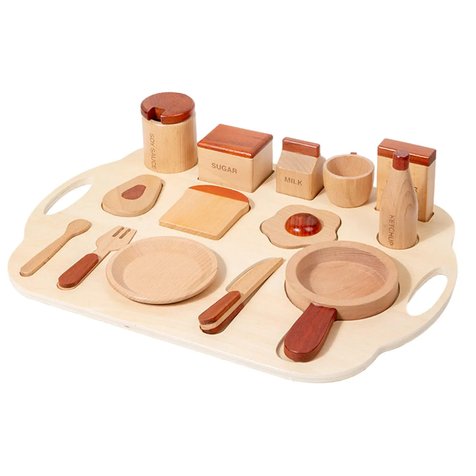 15x Kitchen Accessories Pretend Play Wooden Food Sets for Toddlers Children