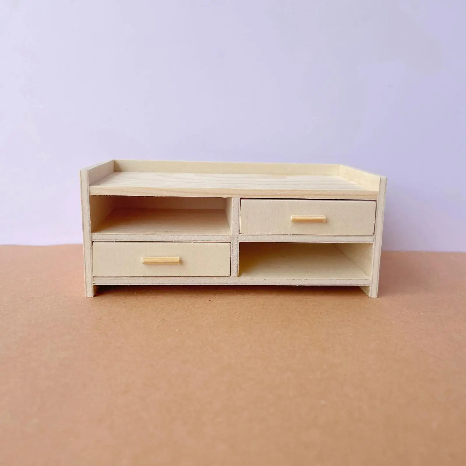 1:12 Miniature Wooden Cabinet with Drawer Accessories Toys Furniture Living Room Home Bedroom Simulation Life Scene Decor