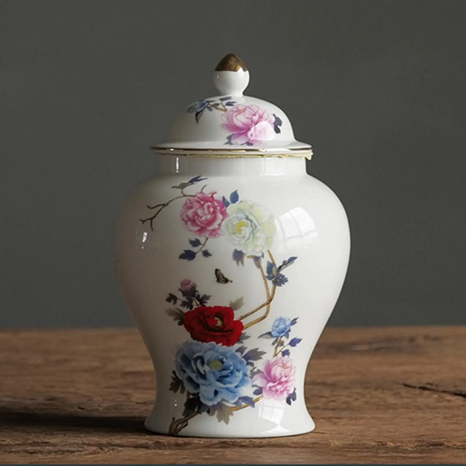 Ceramic Ginger Jar Art Decoration Floral Vase Store Your 