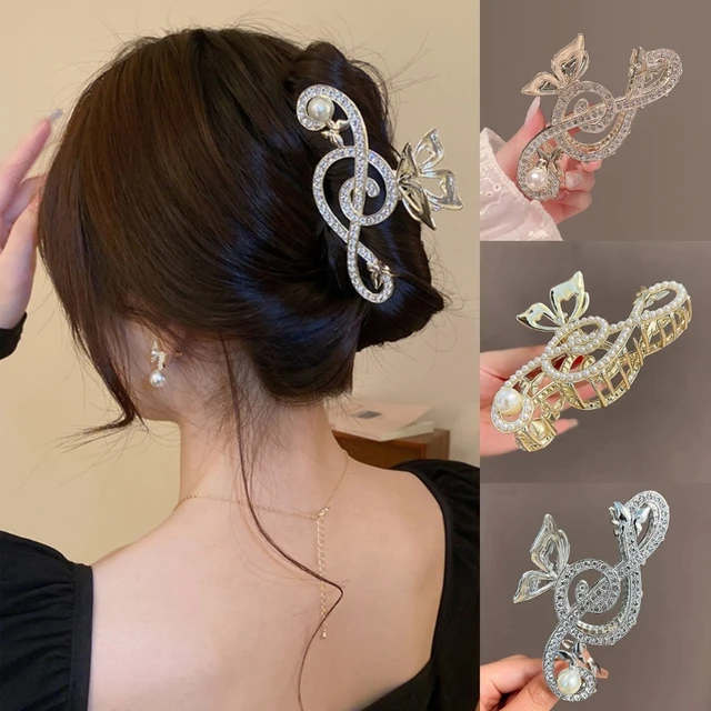 # Lovely Pearl Hair Claw Clip Small Size Rhinestone Hair Clips Women  Accessory