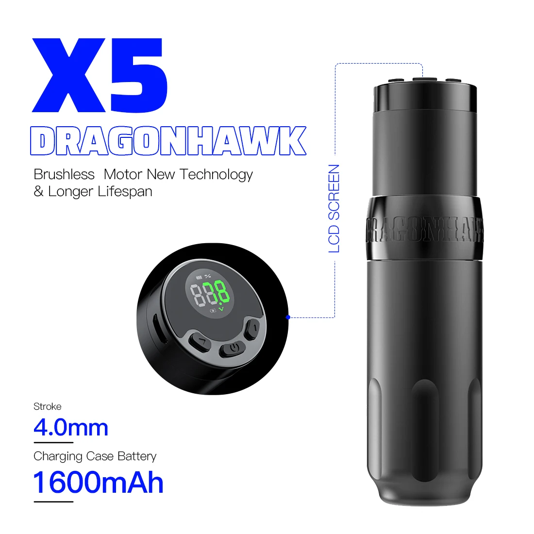 Best of Dragonhawk X5 New 4.0mm Stroke LED Display Wireless Rotary Tattoo Brushless Motor Battery Pen Body Art Permanent Makeup Machine Reviews & Tips