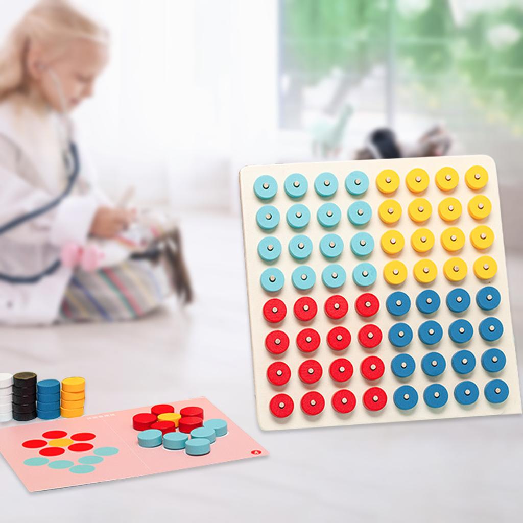 Wood Color Assorting Stacking Pegs Develop Matching Interactive Puzzles Toy