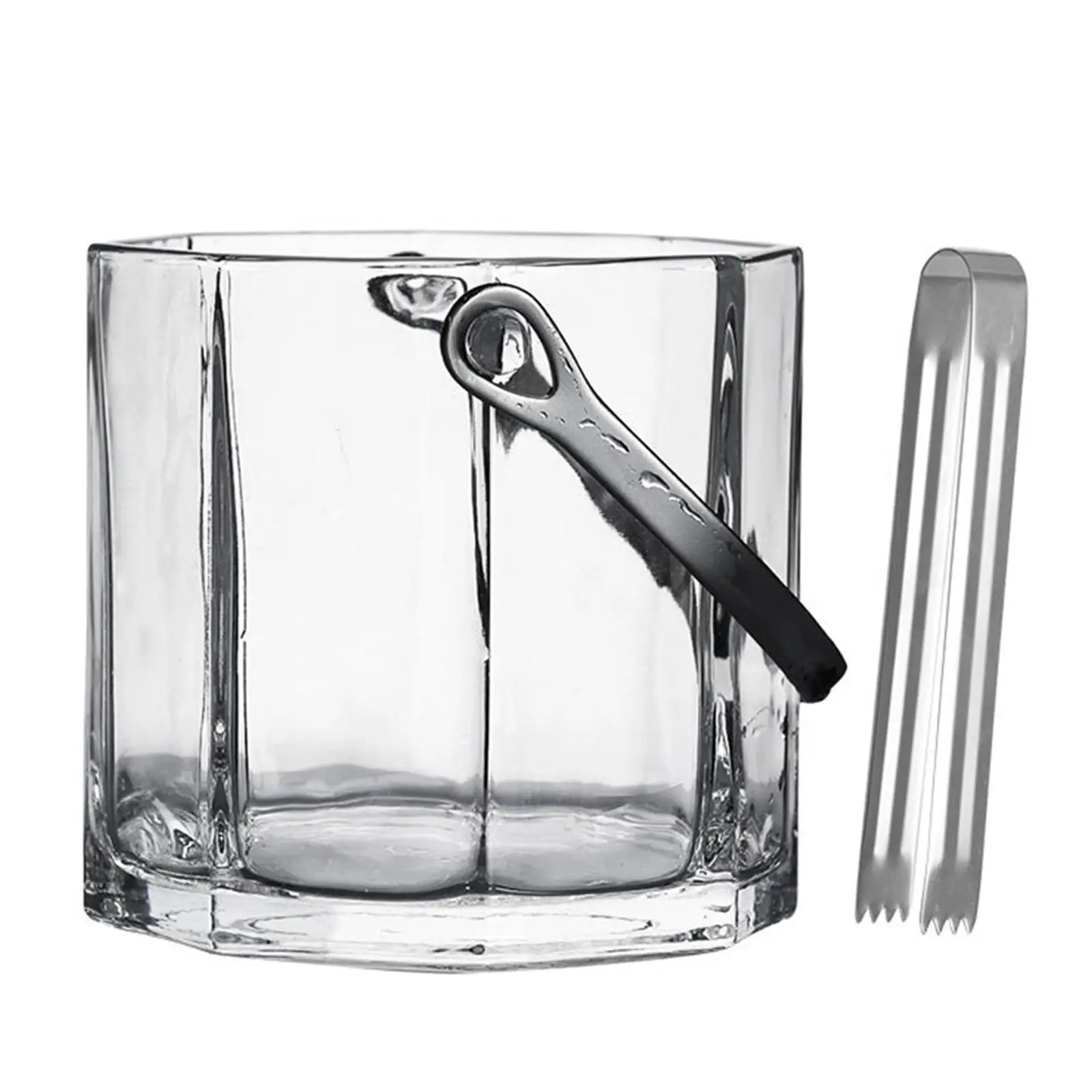 Ice Cube Container Bucket with Carry Handle Clear with Ice Clip for Pub Decoration