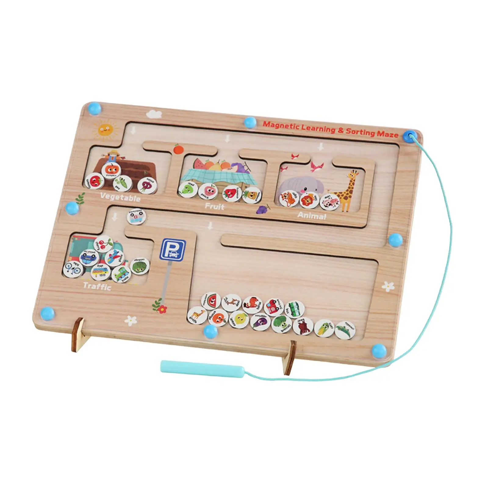 Magnet Puzzle Game Board Interactive Wooden Magnetic Maze Board Montessori for Game Activity Birthday Gift Preschool Girls Boys