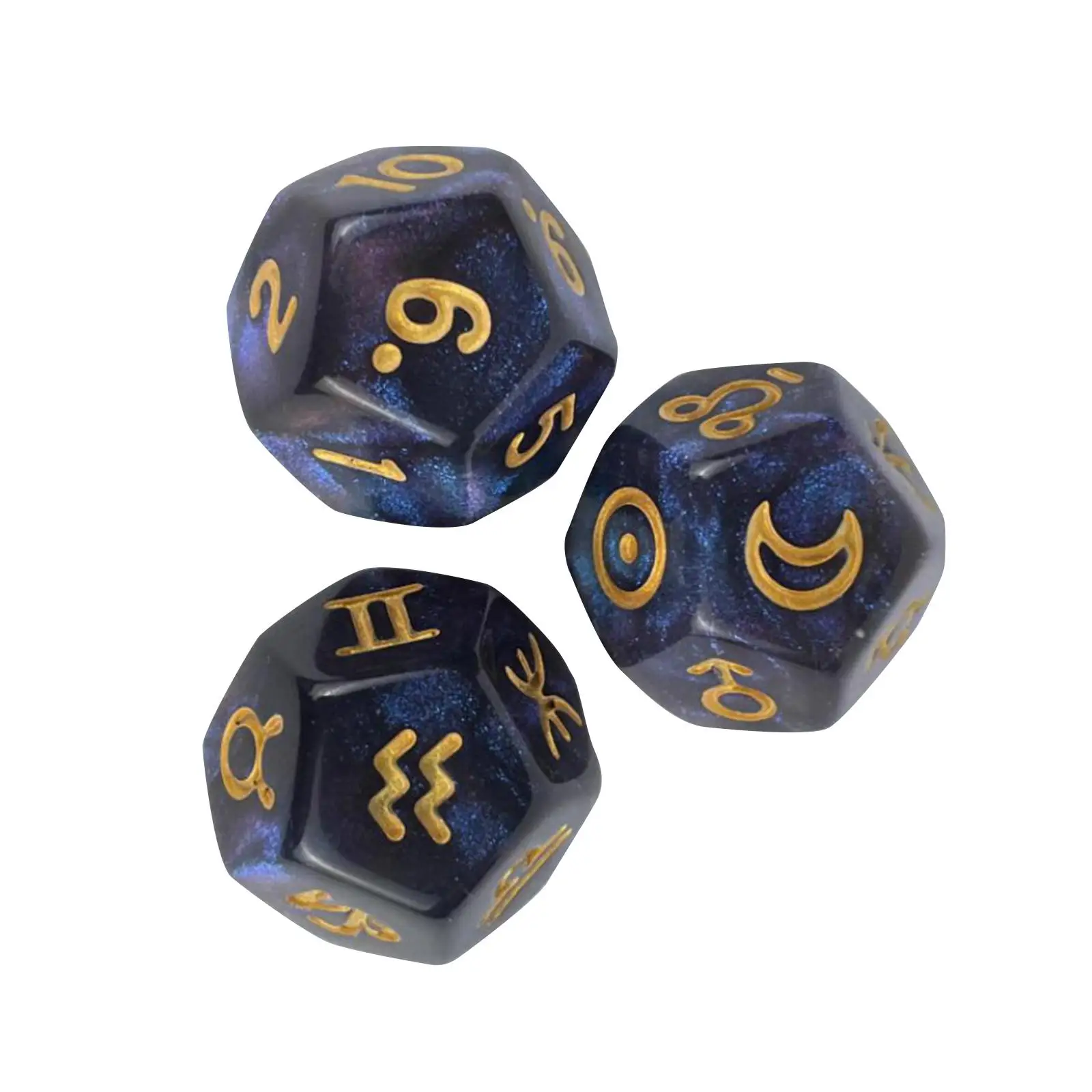 3x Tarot Cards Dice Entertainment Toys Constellation Sign Dice D12 Astrology Dice for Party Astro Divination Gaming Accessory