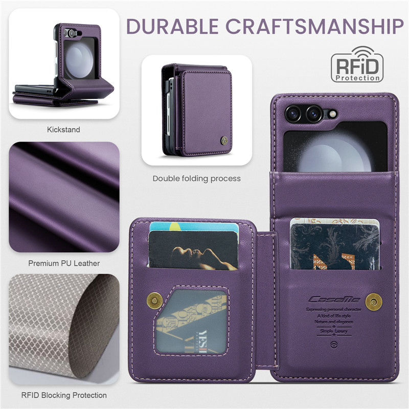 EUCAGR Luxury Magnetic Wallet PU Leather Case For Samsung Galaxy Z Flip 5 6 7 Card Solt Holder Pocket Cover For Galaxy Z Flip7 5