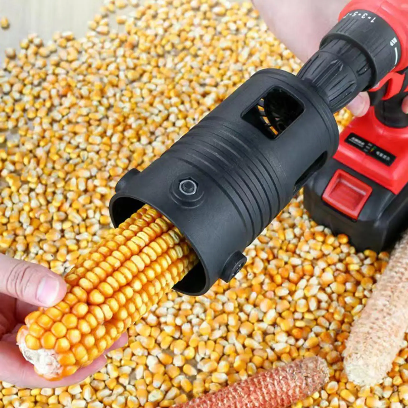 Corn Strip Thresher Hand Drill Portable Kernel Remover Corn Thresher Strip Tool for Farms Kitchen Families Home Restaurant