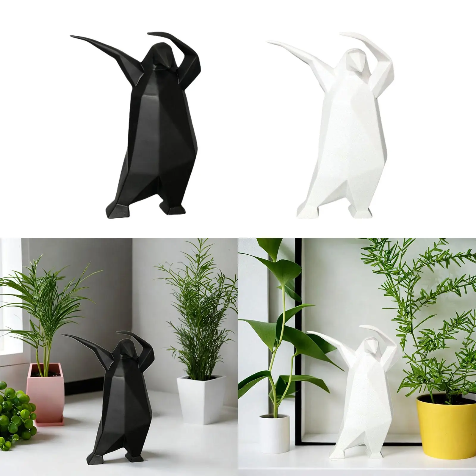 Penguin Sculpture Resin Figurine for Coffee Table Desktop Home Office