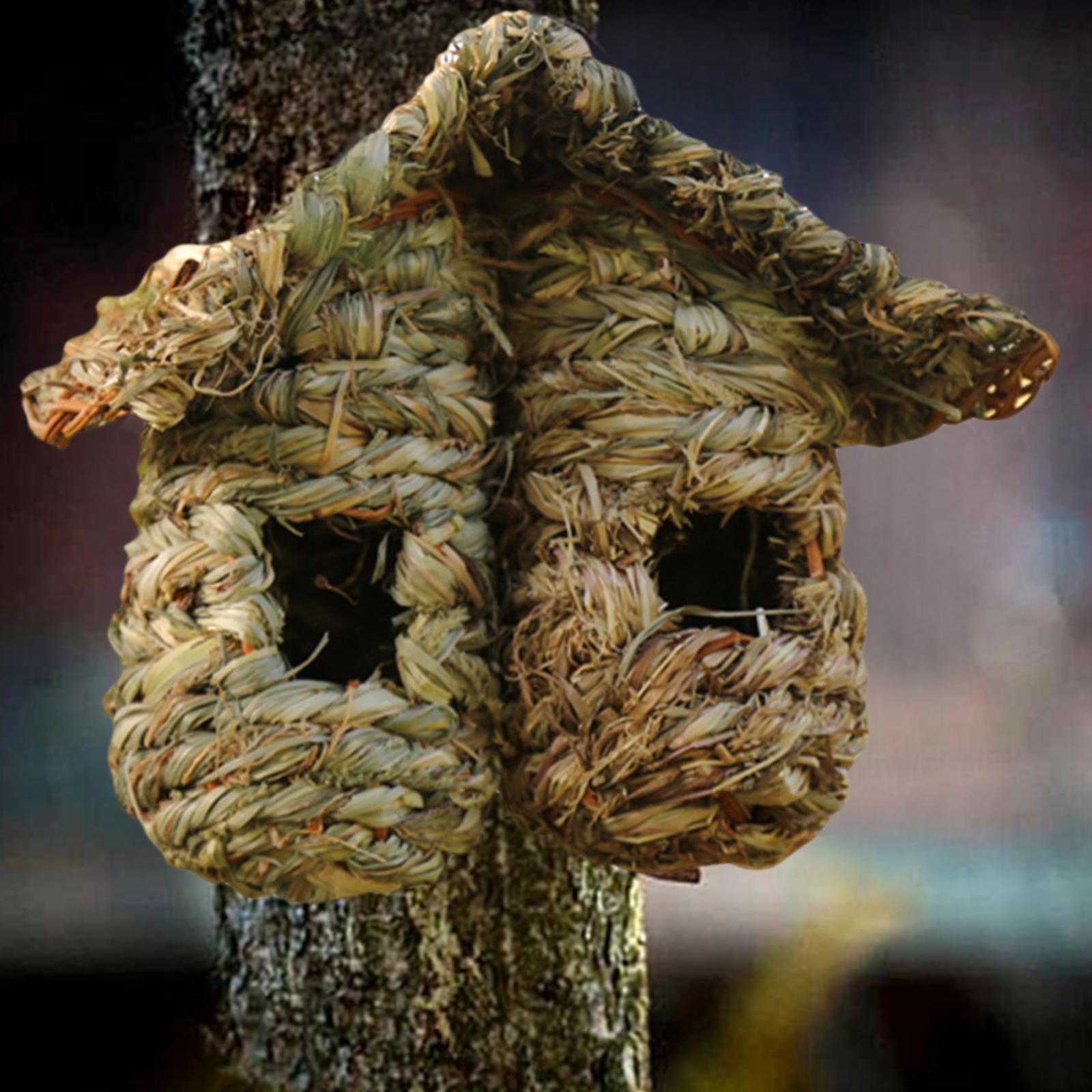 Creative Bird Nest Weaved Outdoor Hanging Grass Bird Hut for Wren Hummingbird Chickadee