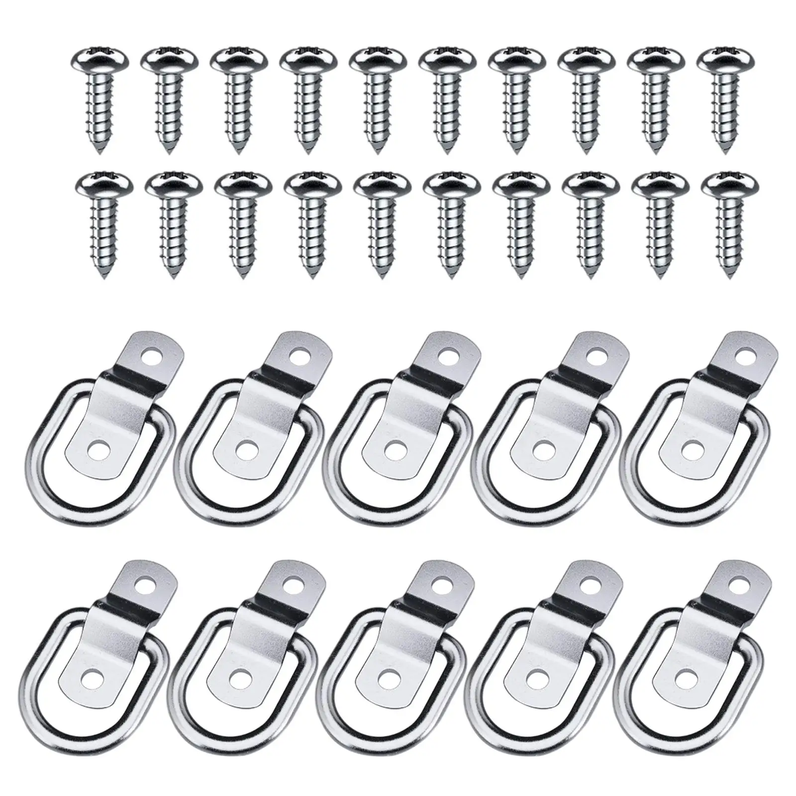 10 Pieces Bolt On D Rings with Screws Surface Mounting Heavy Duty Trailer Anchors Points Tie Downs for Trucks Trailers Canoe ATV