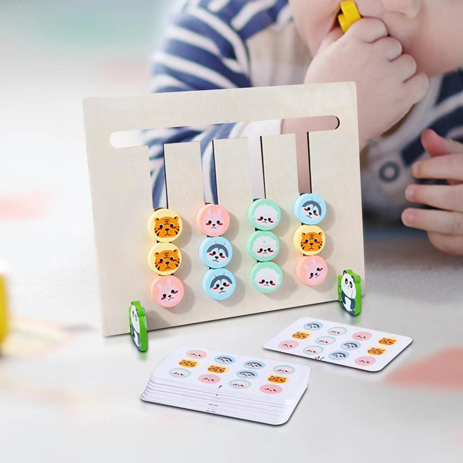 Kids Develop Brain Puzzle Wooden Animal Matching Game Preschool Learning Toy for 2 to 6 Age, Birthday Present Arithmetic Toy