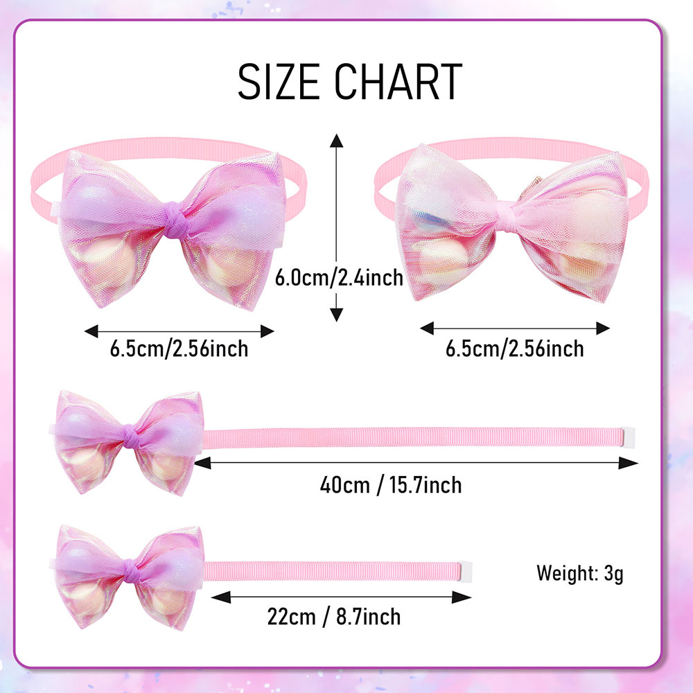 50PCS Lace Bow Ties for Small Dog Adjustable Dog Collar Cat Collar Cute Pompoms Bowties for Puppy Dog Grooming Accessories