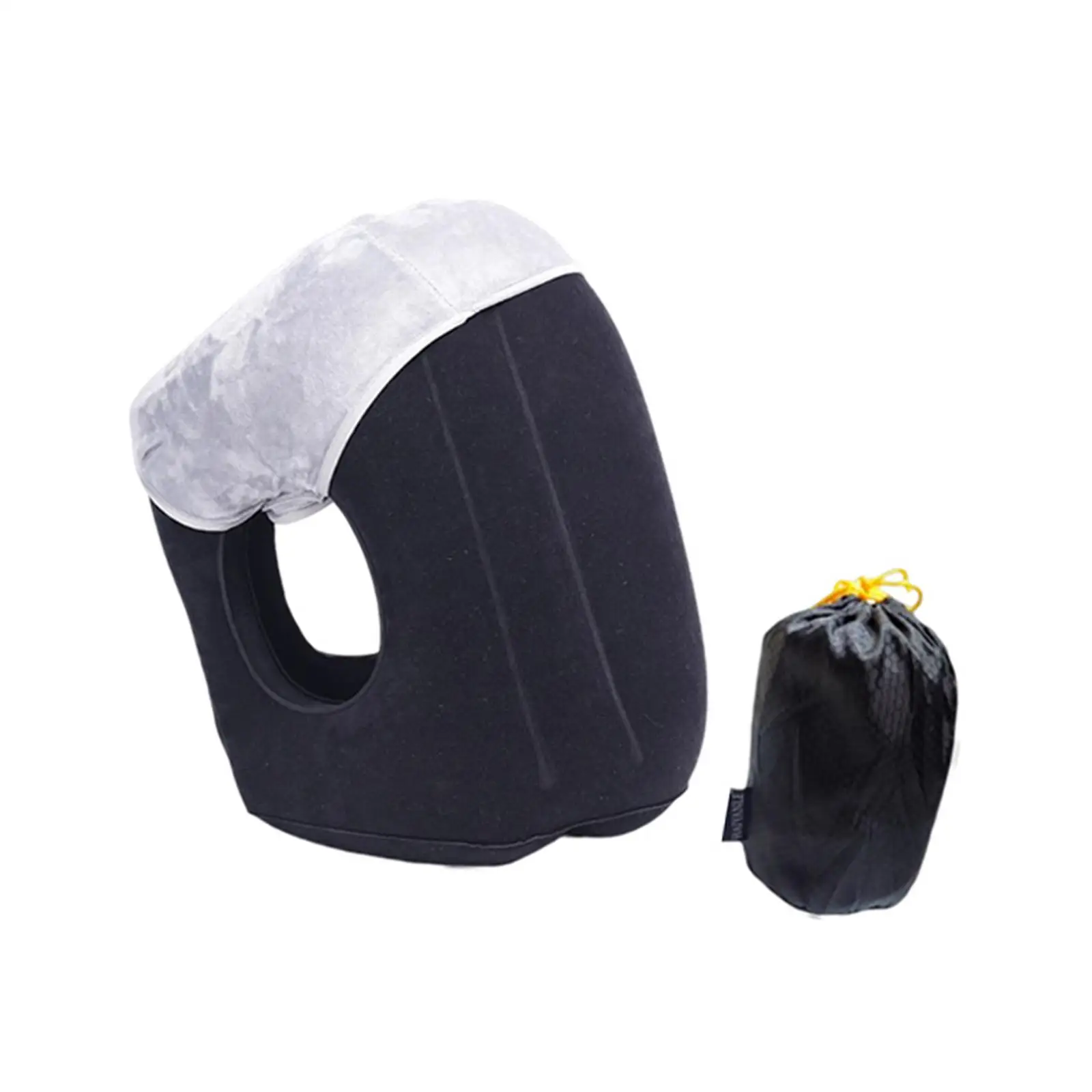 Folding Inflatable Travel Pillow with Drawstring Bag Comfortably Support Head Inflatable Air Pillow for Car Train Sleeping