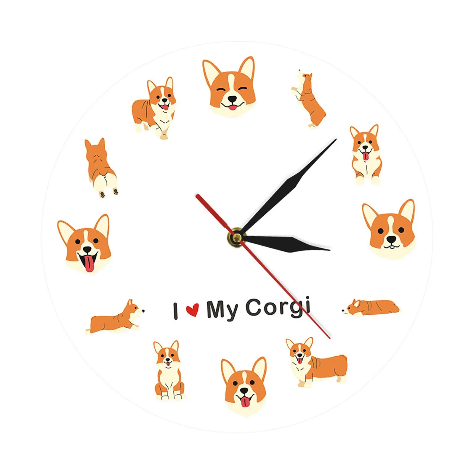 Hanging Wall Clock Art Decor Dogs Theme Decorative Silent Creative Fashion for Bedroom Living Room Dining Room Office Indoor