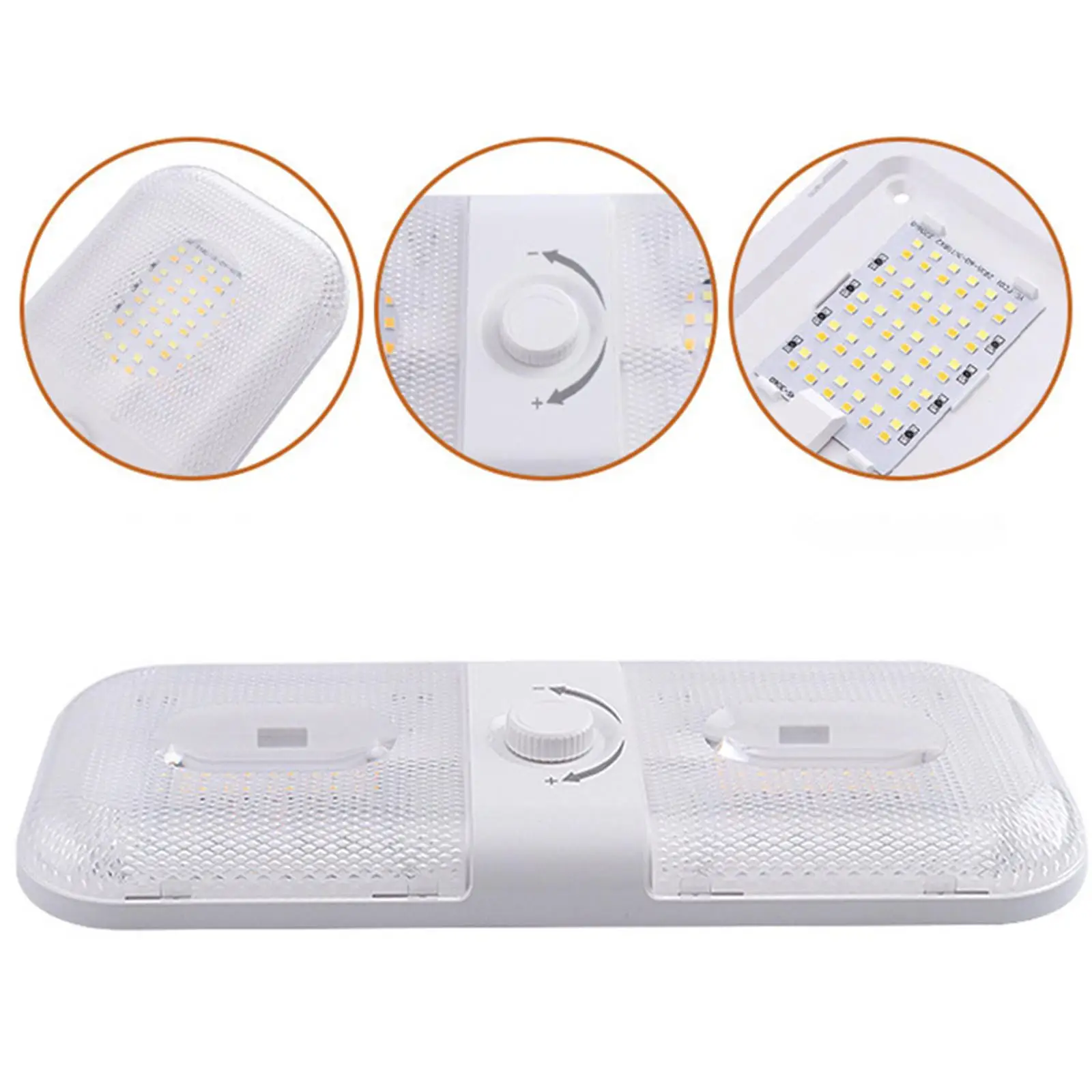 LED RV Interior Light Universal Accessories Bright Dimmable 2 Colors RV Ceiling Dome Light 12V-24V for Van Camper Light